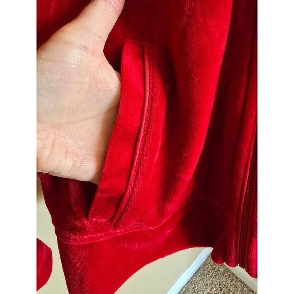 Lauren Ralph Lauren Active Velvet Velour Zip Up Red Training Jacket Size large - Picture 4 of 9